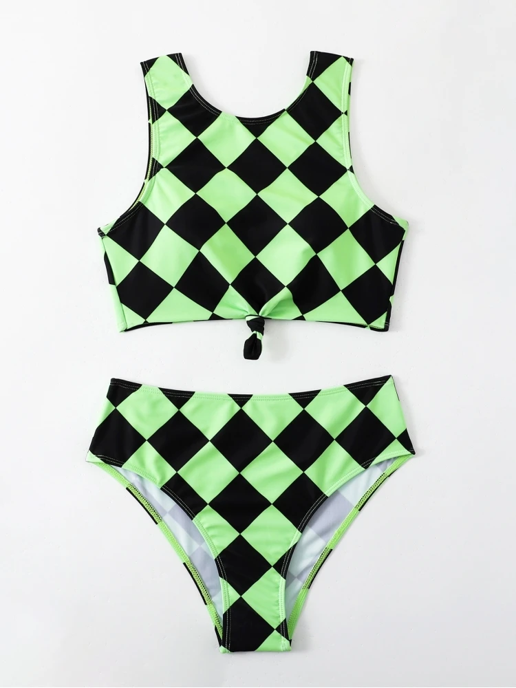 Geometric Print Sleeveless Tankini Sets For Women - Image 3