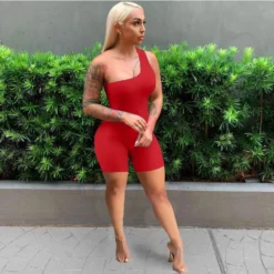 Sleeveless One Shoulder Rompers For Women