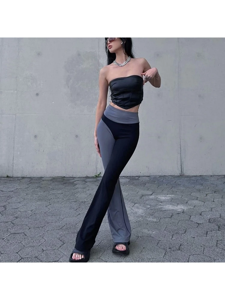 New Color Blocking Flare Trousers For Ladies - Image 2