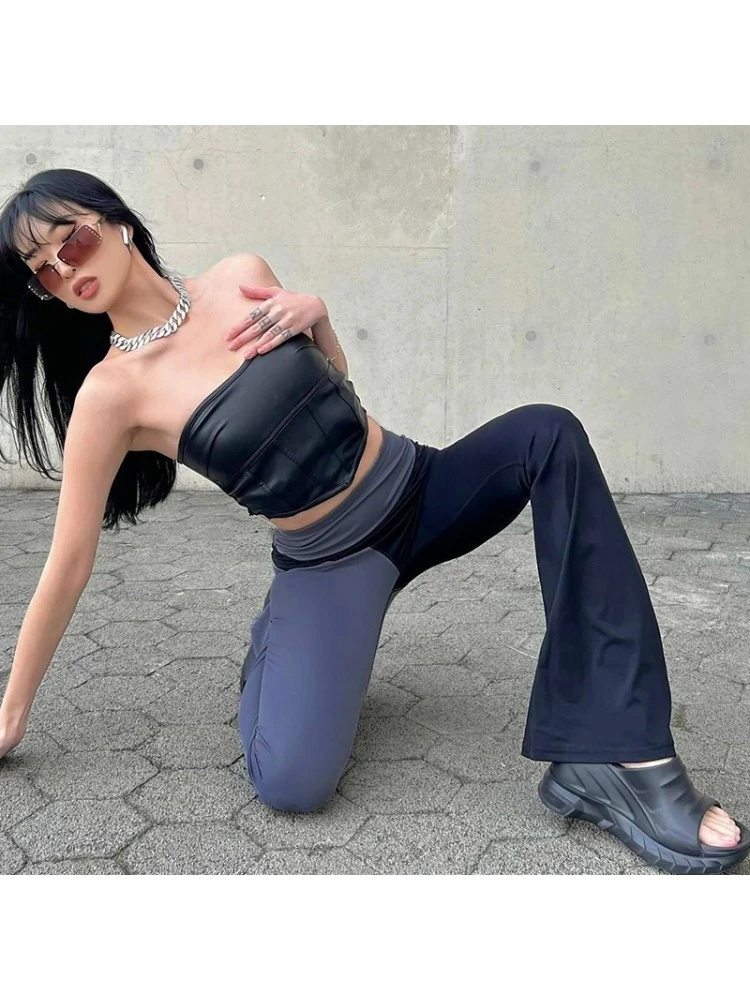 New Color Blocking Flare Trousers For Ladies - Image 6