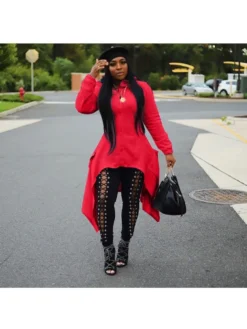 Fashion Pure Color Hooded Women's Irregular Coats