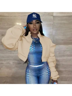 Ruched Sleeve Street Solid Women Coats