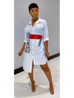 Casual Letter Printing Women's Long Sleeve Dress