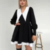 Designer Cute Black White Contrast Color Fall Dress