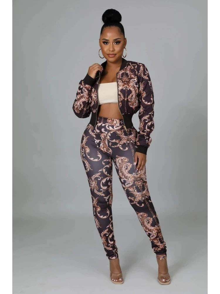 Fashion Skinny Printing Women's Trouser Two-pieces Sets - Image 2