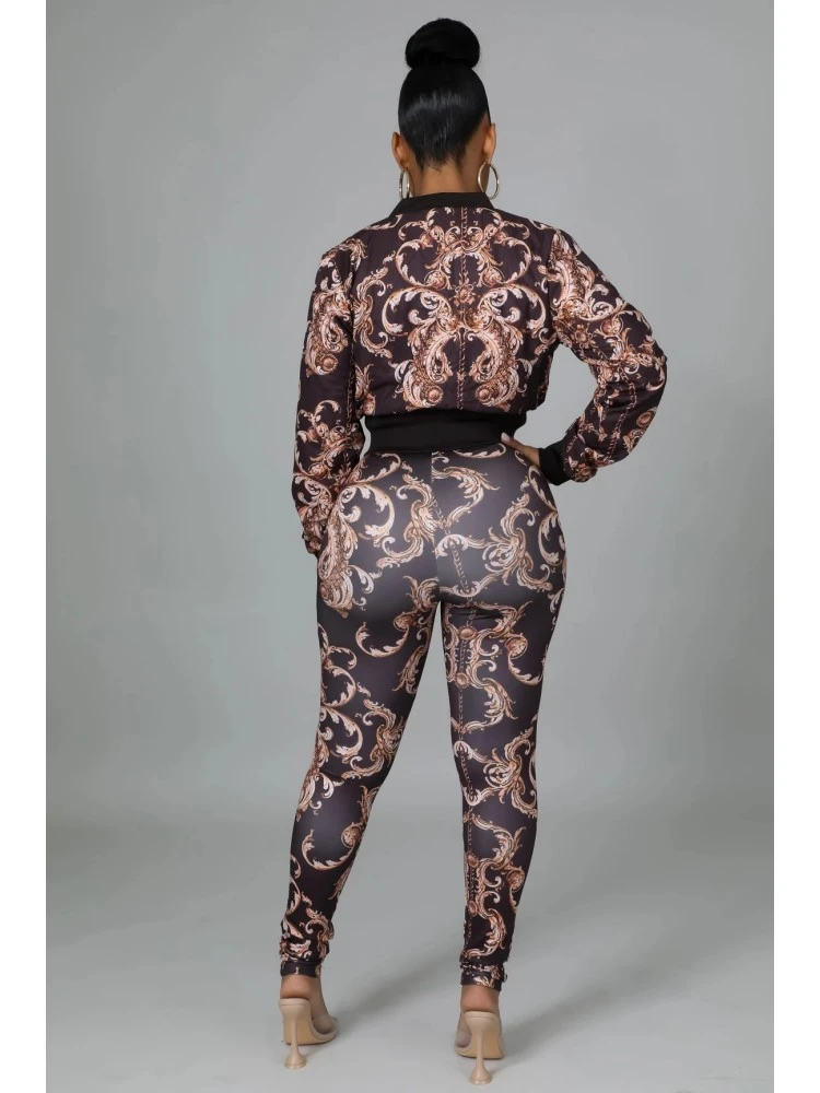 Fashion Skinny Printing Women's Trouser Two-pieces Sets - Image 4