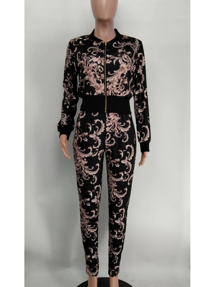 Fashion Skinny Printing Women's Trouser Two-pieces Sets - Image 5