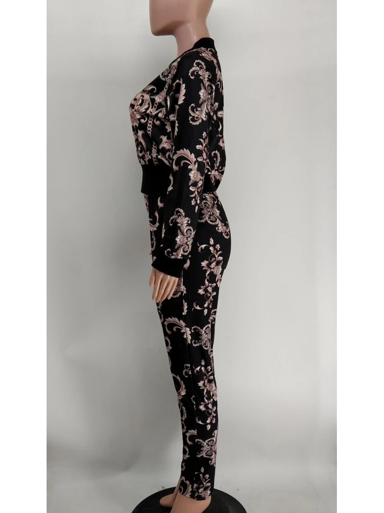 Fashion Skinny Printing Women's Trouser Two-pieces Sets - Image 6