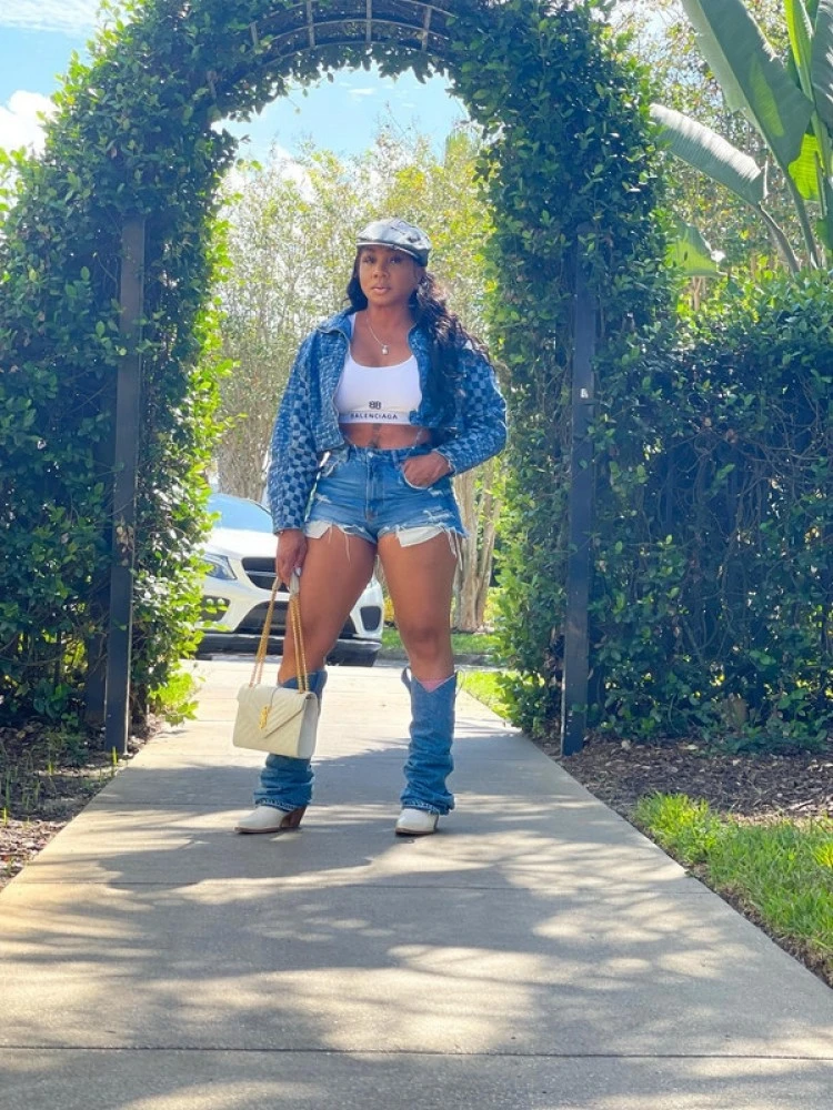 Fashion Women's Long Sleeve Houndstooth Denim Jacket - Image 4