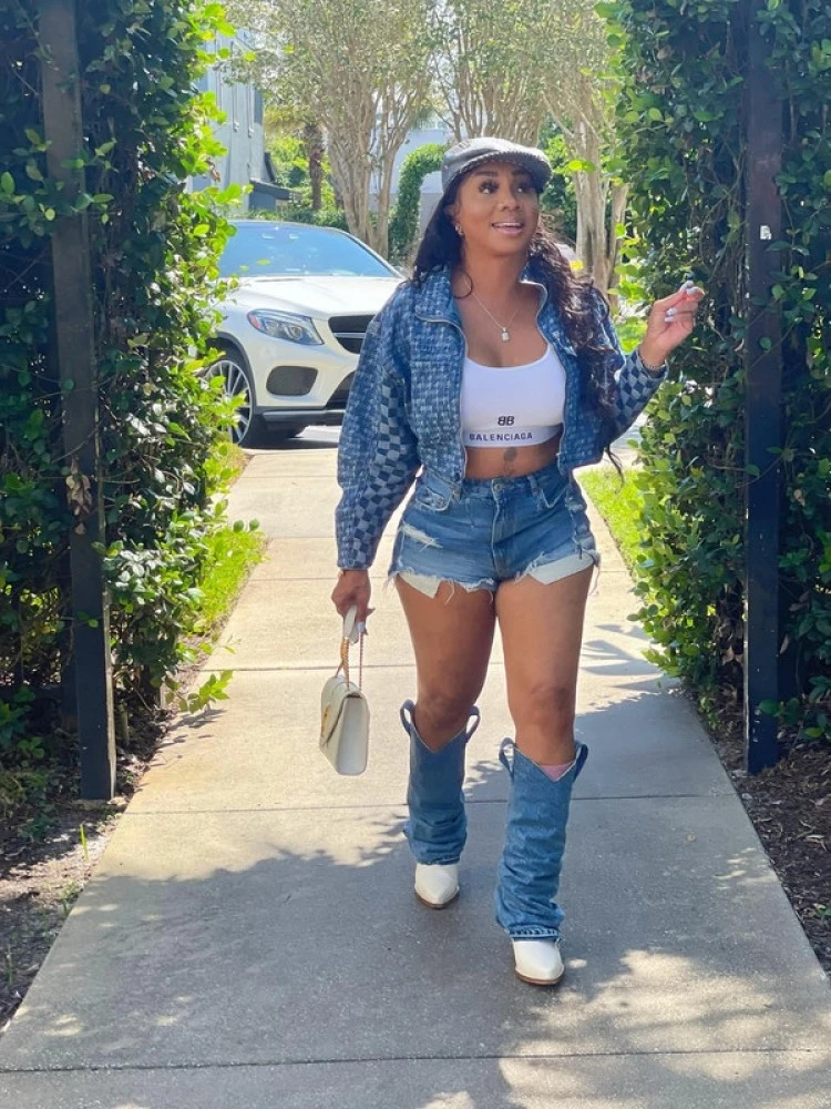 Fashion Women's Long Sleeve Houndstooth Denim Jacket - Image 5