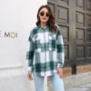 Casual Plaid Button Up Coats For Women