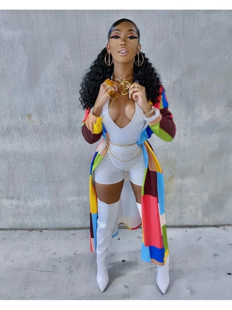 Fashion Plaid Printing Long Women's Coats - Image 2