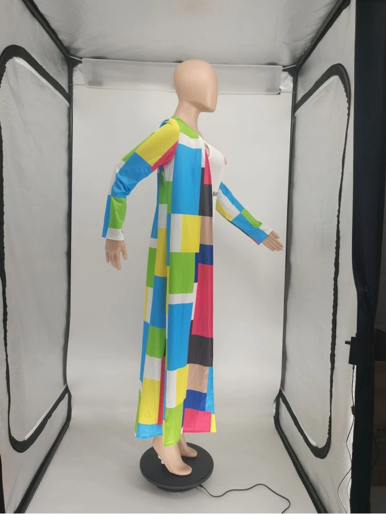 Fashion Plaid Printing Long Women's Coats - Image 6