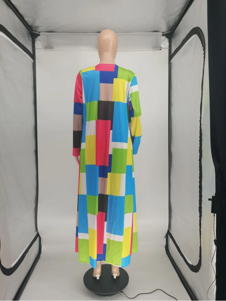 Fashion Plaid Printing Long Women's Coats - Image 7