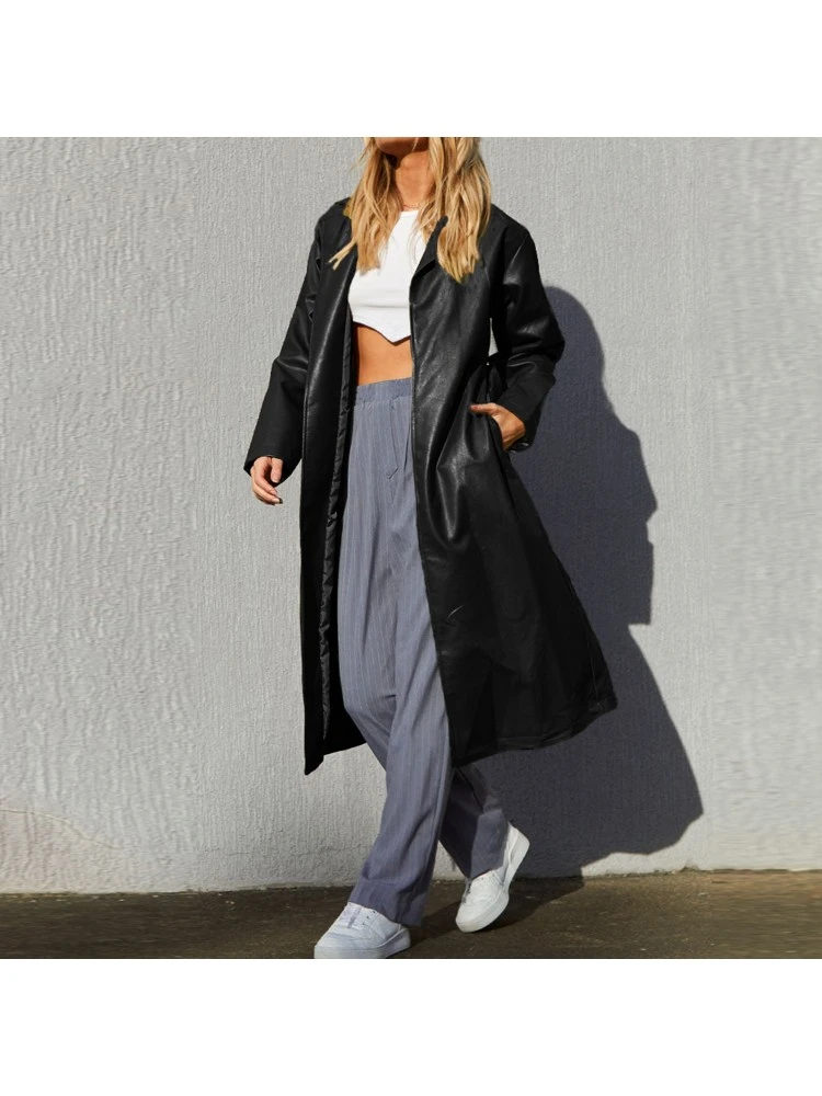 Outdoor Solid Leather Full Long Coats