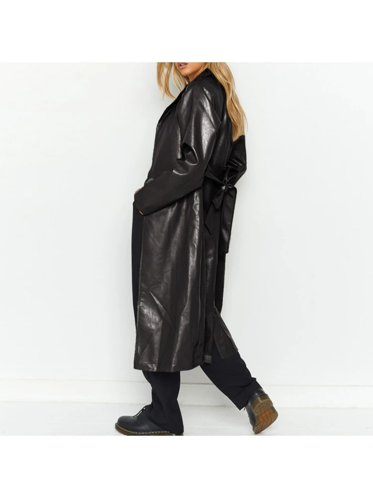 Outdoor Solid Leather Full Long Coats - Image 5