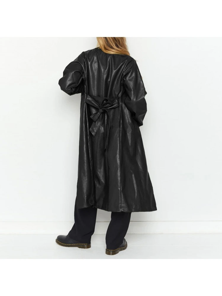 Outdoor Solid Leather Full Long Coats - Image 6