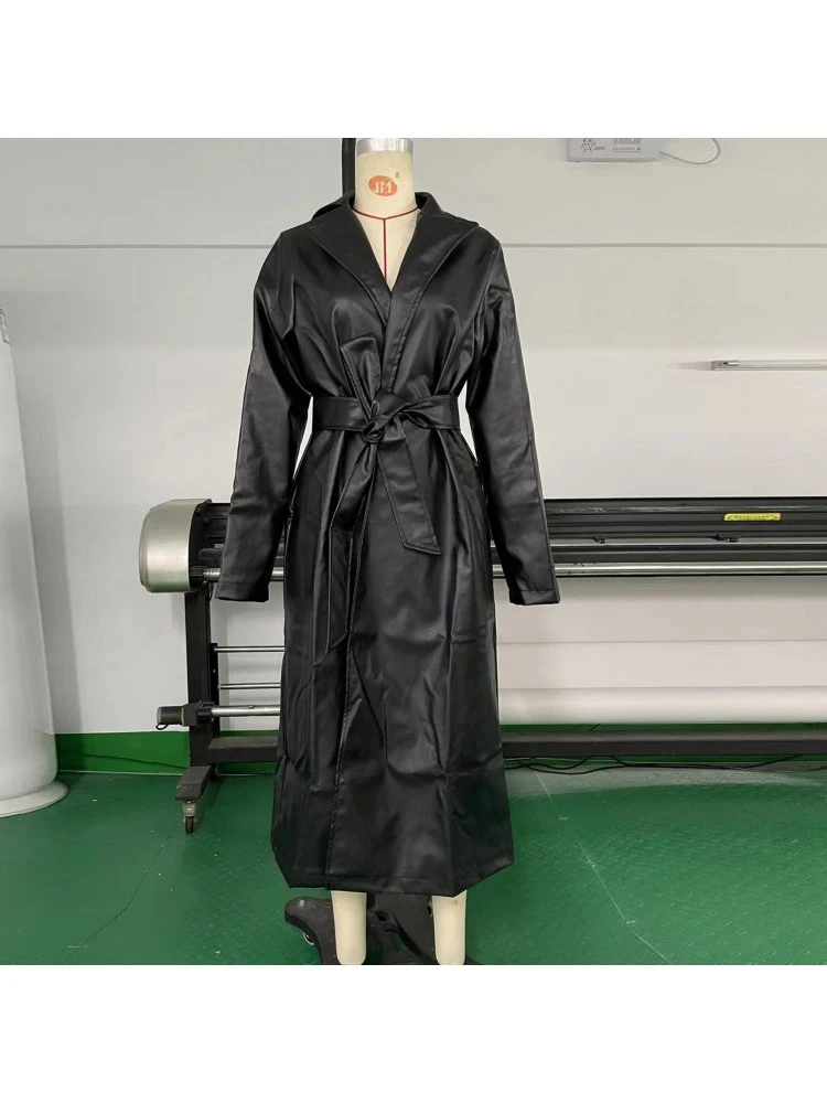 Outdoor Solid Leather Full Long Coats - Image 7