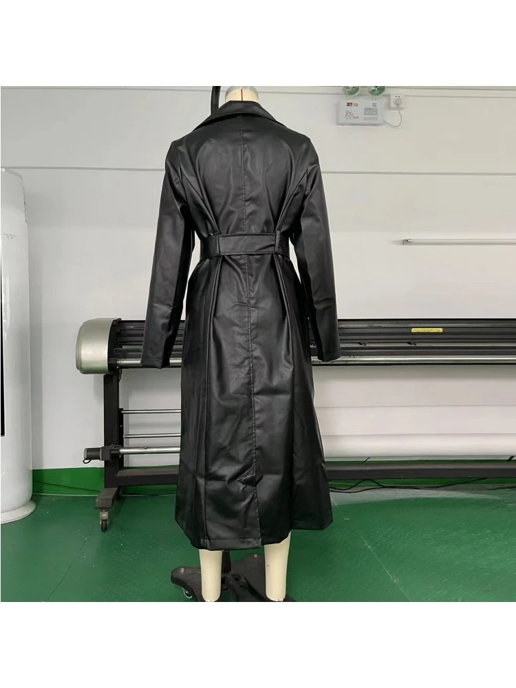 Outdoor Solid Leather Full Long Coats - Image 8