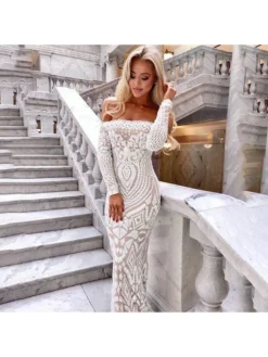 Temperament Off Shoulder Ladies Evening Dress