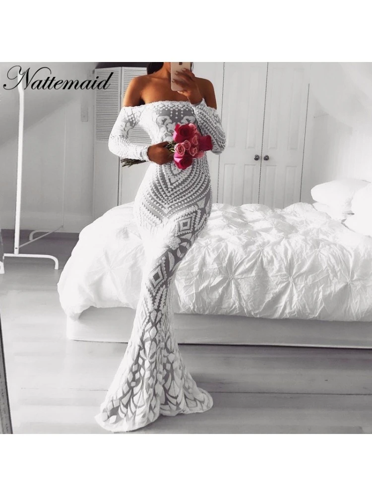 Temperament Off Shoulder Ladies Evening Dress - Image 4