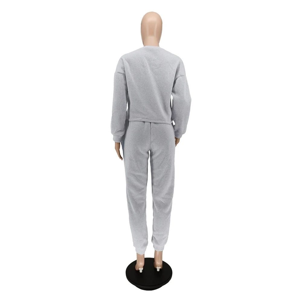 Solid Matching 2 Piece Jogger Sets For Women - Image 6