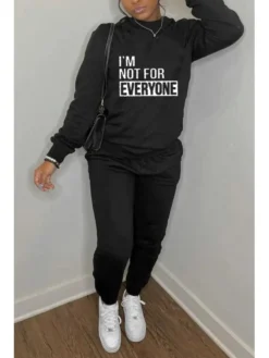 Letter Print Casual Two Piece Set