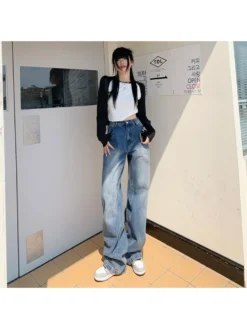 Women Blue Wide Leg Jeans