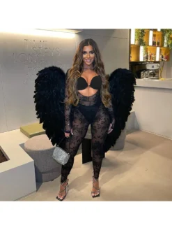 Black See Through Cut Out Long Sleeve Jumpsuits