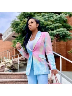 Tie Dye Ladies Long Sleeve Blazer Coats