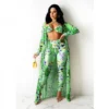Fashion Flower Printing Women's Trouser Three-Piece Set
