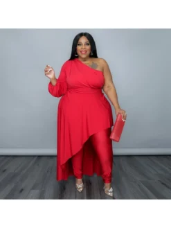 Irregular One Shoulder Plus Size Dresses