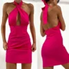 Sexy Halter Hollowed Out Backless Sleeveless Dress