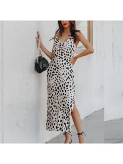 Sexy Split Hem White Backless Sleeveless Dress