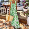 Loose Printed Sleeveless Vacation Maxi Dress