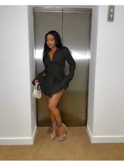 Casual Pure Color Bell Sleeve Women's Dress