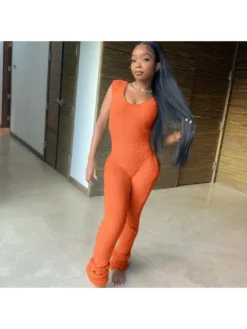 2023 Pure Color Sleeveless Heap Pants Jumpsuit