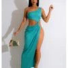 Sexy Pure Color Split Hem Sleeveless Long Dress