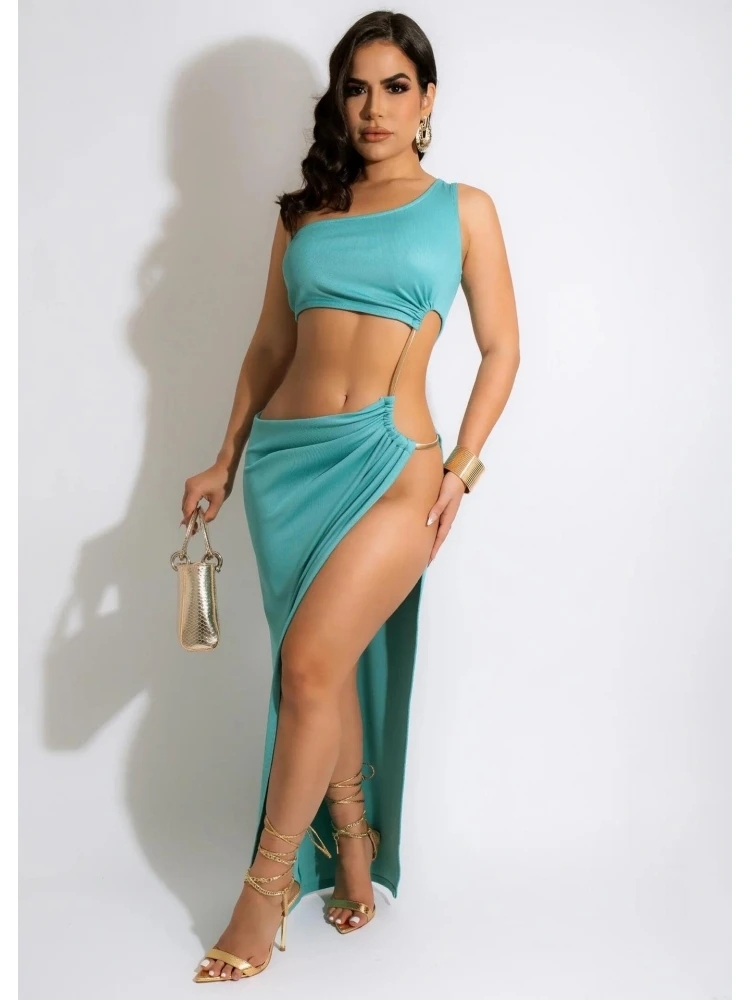 Sexy Pure Color Split Hem Sleeveless Long Dress - Image 2