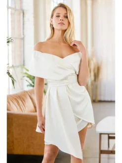 Stylish Ladies Plain Zip Short Sleeve Dress