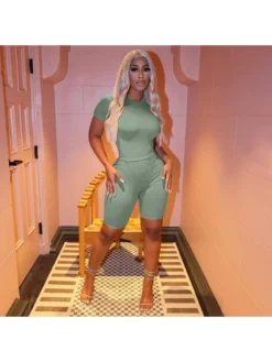 Summer Casual Pure Color Trouser Two-Piece Set