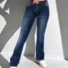 Fashion Deep Blue High-waisted Flared Jeans