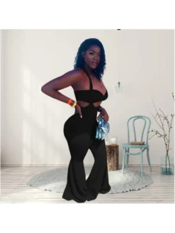 2023 Sexy Sleeveless Two-Piece Flare Pants Set
