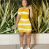 Casual Women's Tie Dyed Plus Size Short Sleeve Dress