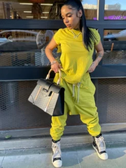 Casual Street Yellow Women's Trouser Two-Piece Suit