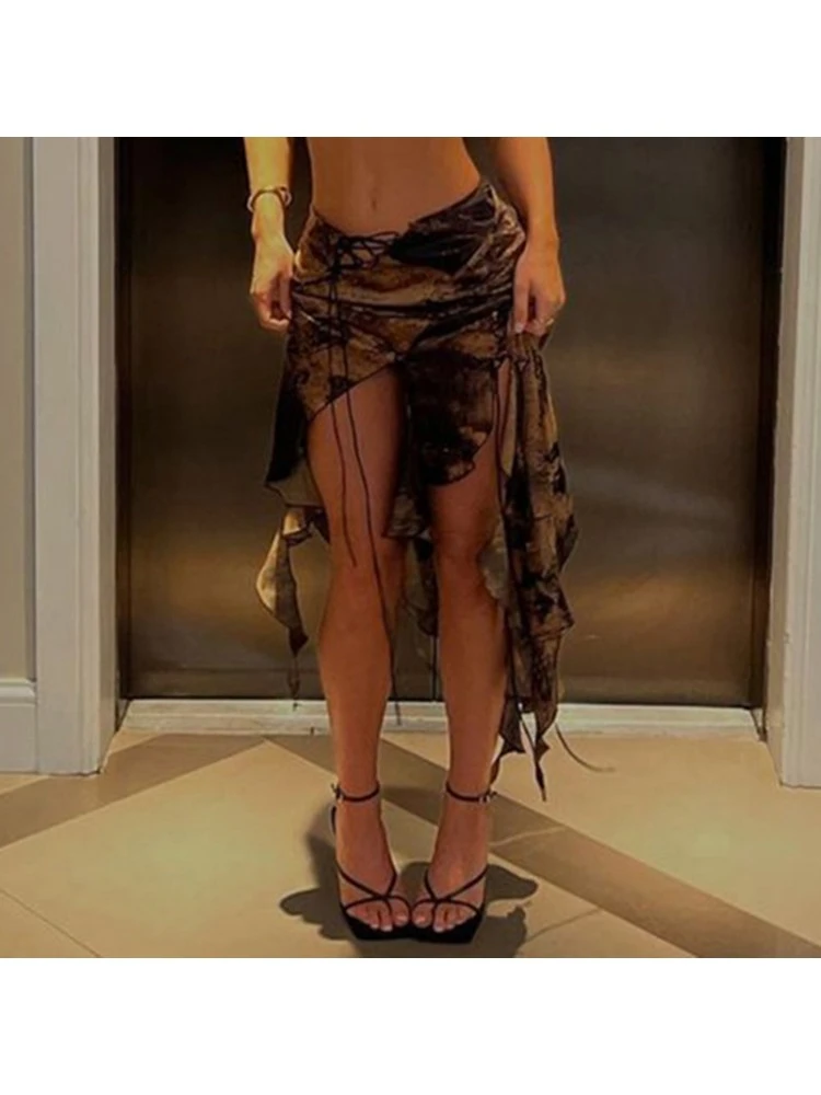 Retro Ruffled Low Waist Irregualr Skirts