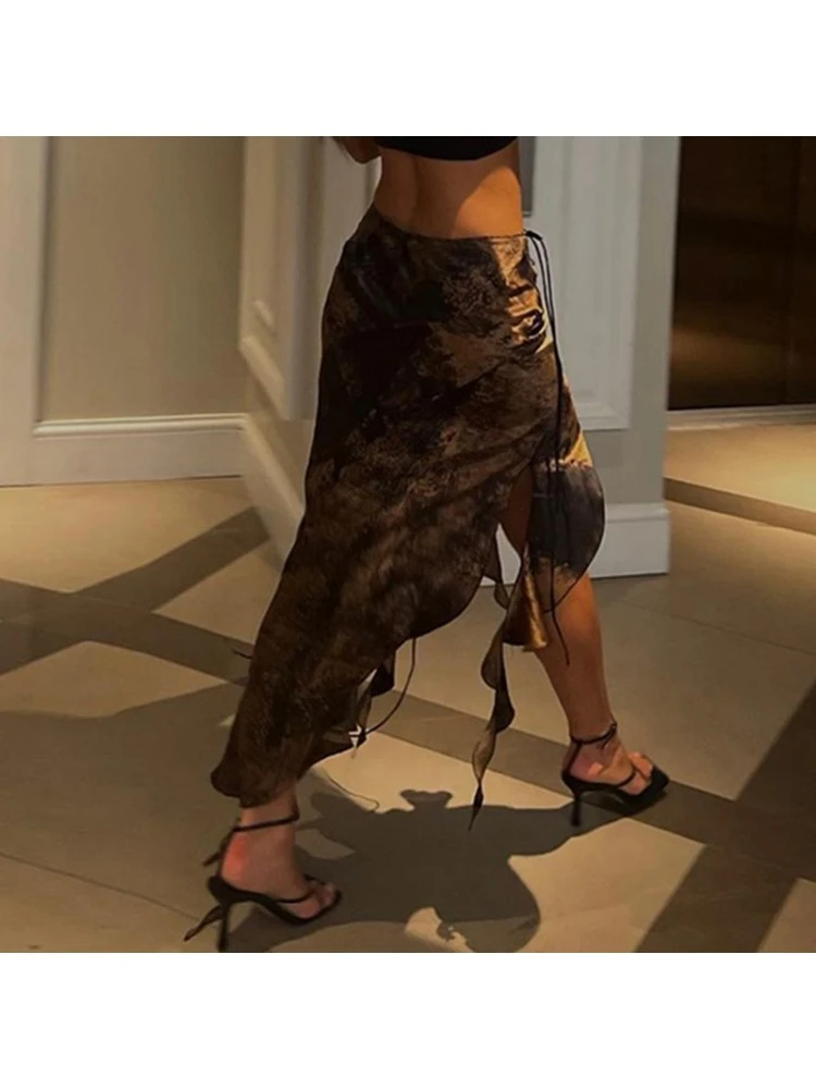 Retro Ruffled Low Waist Irregualr Skirts - Image 3