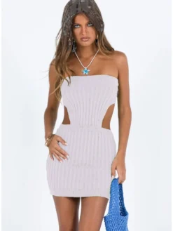 Women Casual Cutout Strapless Short Dress