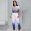Casual Gradient Color Letter Printing Trouser Suit
