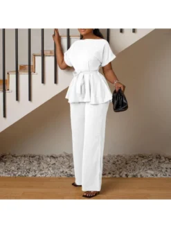 Women's Commuting Pure Color Bandage Trouser Suit